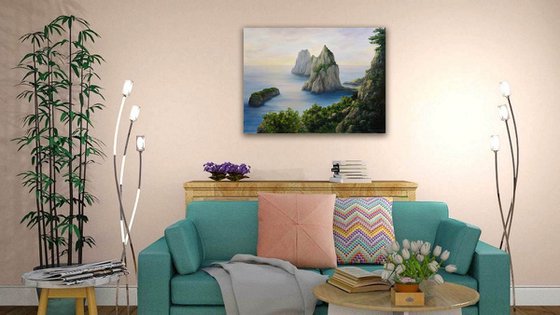 Calm morning - seascape painting, sinrise painting