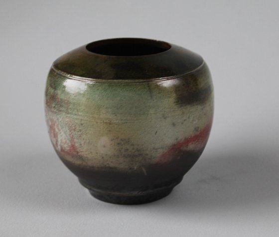 Raku Open Neck Vessel Autumn Lustres