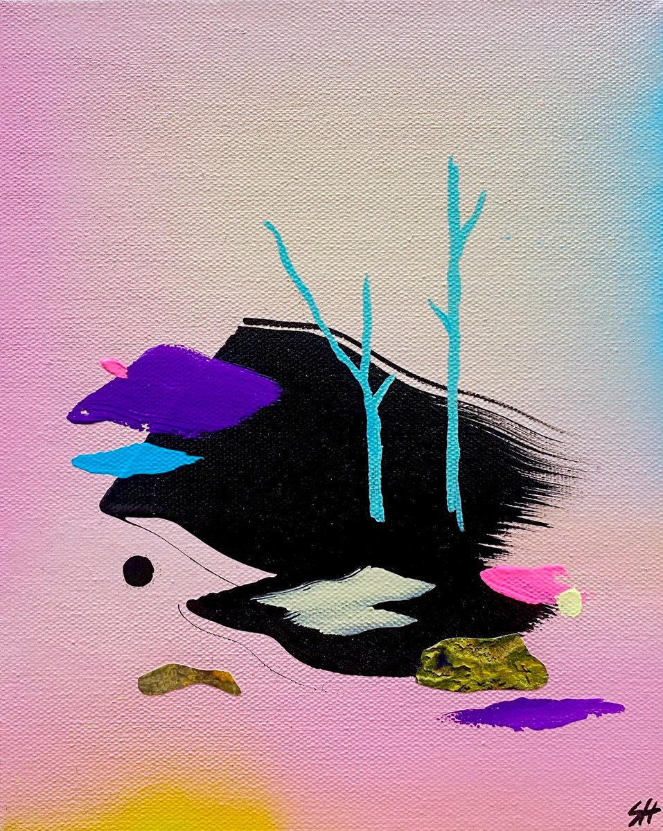 Abstract Landscape Painting By Sara Hoque, 9 X 11", Peace, Original Artwork