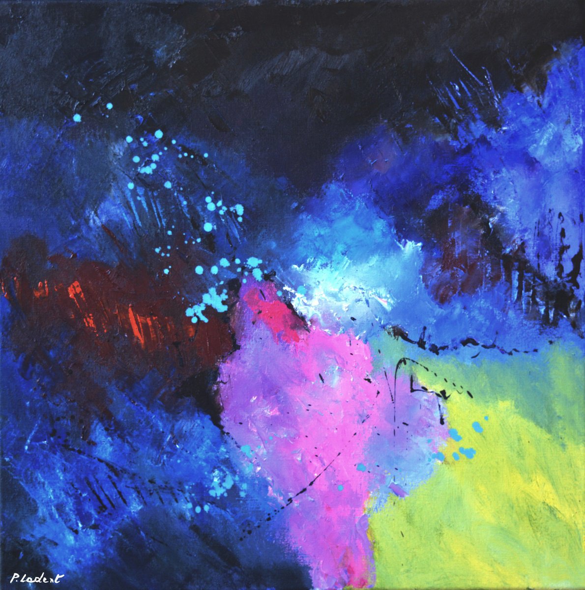 Abstract Oil Painting By Pol Henry Ledent, 24 X 24", Where Light Forgets Itself, Original Artwork