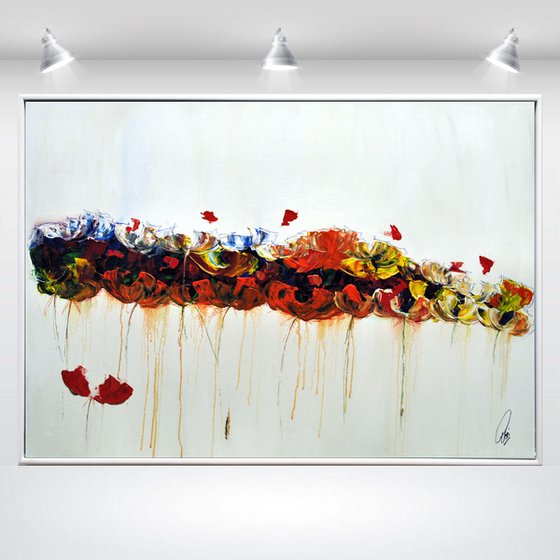 Happy Summer Abstract Acrylic Flower Painting Colourfull Canvas Art Wall Art Ready to Hang