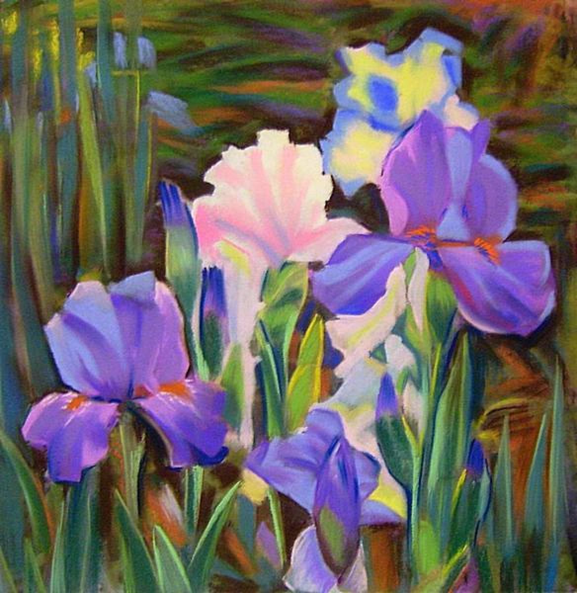 Irises Pastel drawing by Sergey Kachin | Artfinder