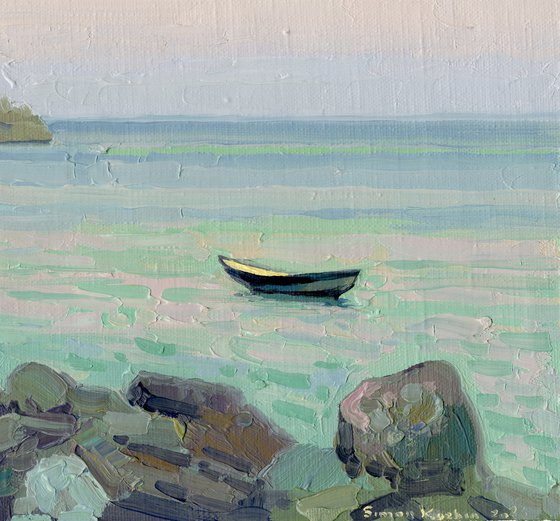 Boats at sunset. Turunc