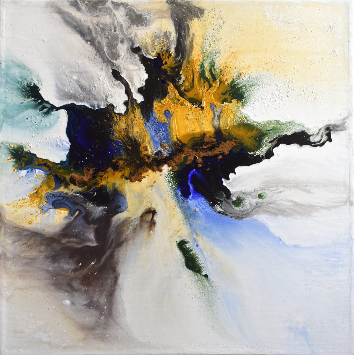 Abstract Acrylic Painting By Milena Nicosia, 28 X 28", Restituito Dal Mare, Original Artwork