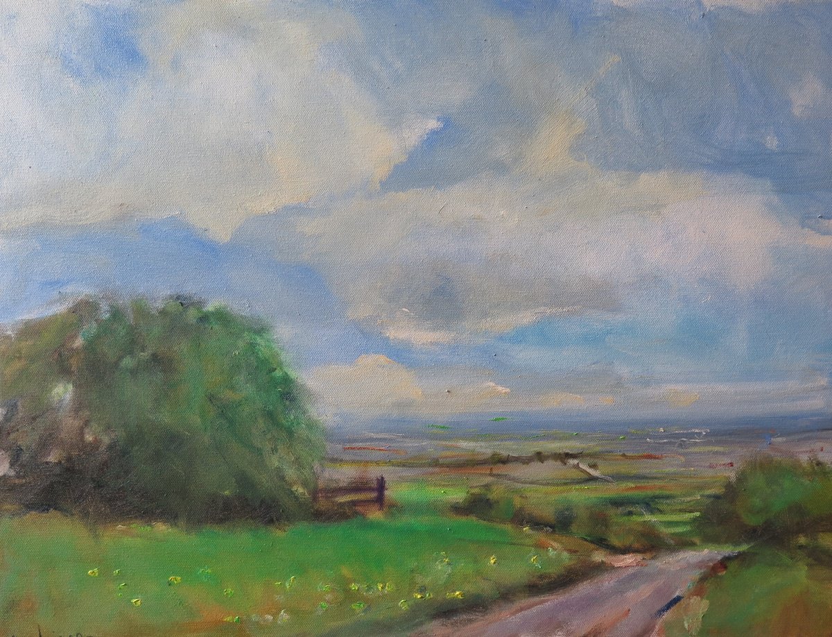 Impressionistic Landscape Oil Painting By Malcolm Ludvigsen, 25 X 19", Above Kirby Underdale, Original Artwork
