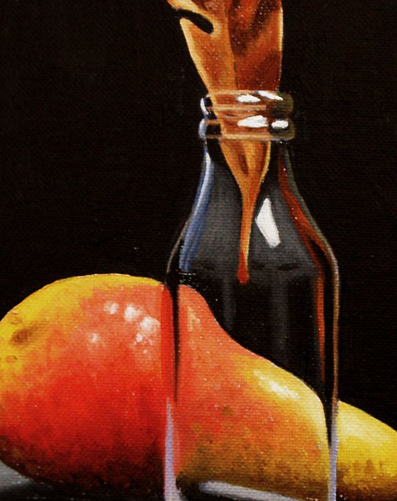 Pear, Bottle and Leaf