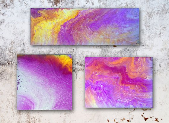 "Solar Power Series" - SAVE AS SERIES - Original Triptych, Abstract PMS Acrylic Paintings Series