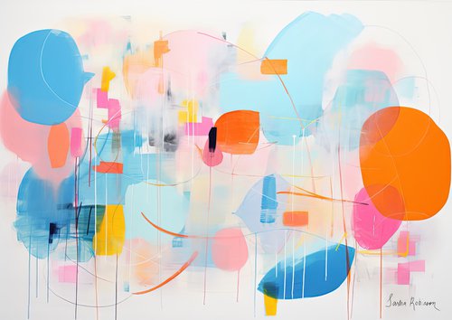 Tender blue, pink and orange abstract 18122310 by Sasha Robinson