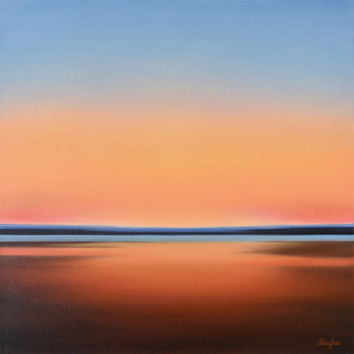 Impressionistic Landscape Oil Painting By Suzanne Vaughan, 24 X 24", Glowing View, Original Artwork