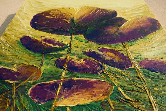 Dance me again and again -  Water Lily Pond Palette Knife Decor Gift Modern Painting