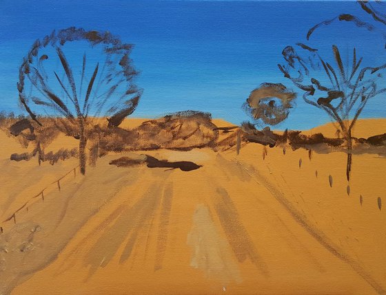 Far from home, far from you - Australian landscape on stretched canvas, ready to hang, unique frothing technique, 40x30cm