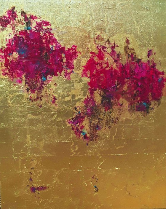Abstract flowers on the Gold  #0011
