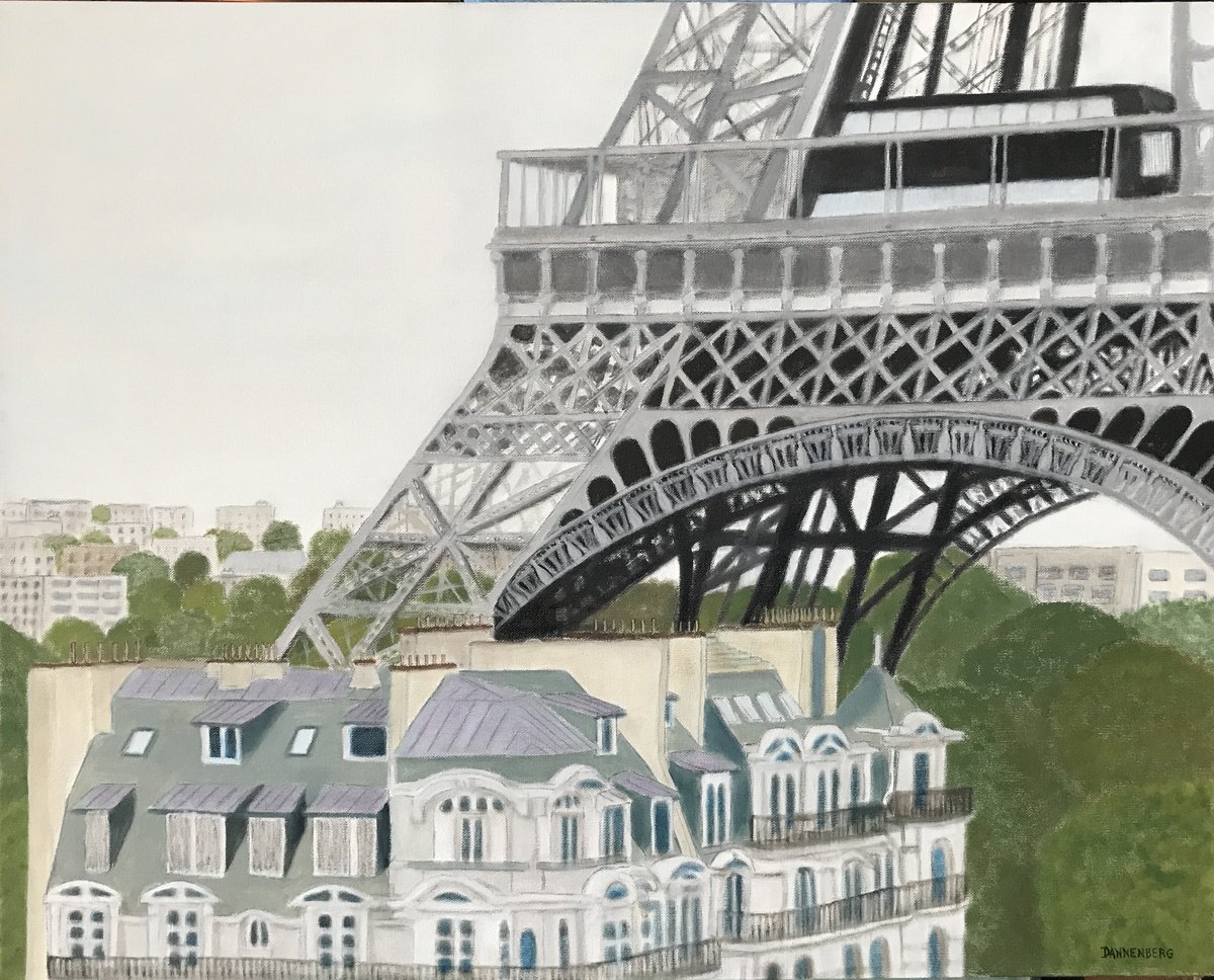 Photorealistic Cityscapes Oil Painting By Leslie Dannenberg, 30 X 24", Paris Treasure, Original Artwork