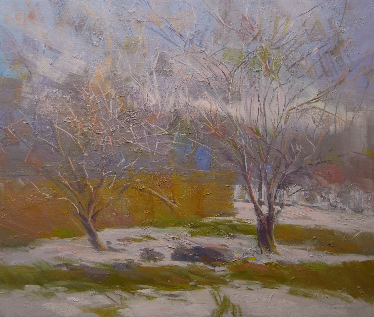 Winter Trees Painting  Lilac Day ( 226l13 ) by Yuri Pysar