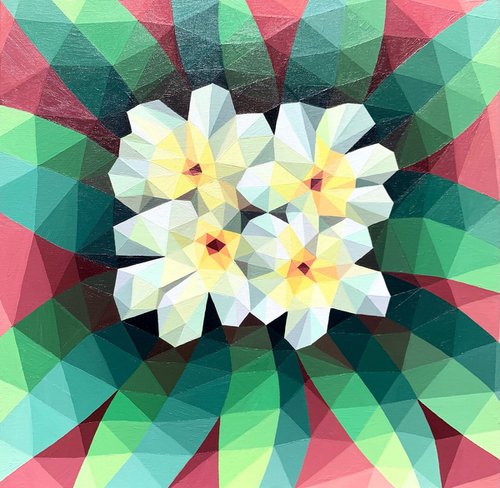 WHITE ABSTRACT TROPICAL FLOWERS by Maria Tuzhilkina