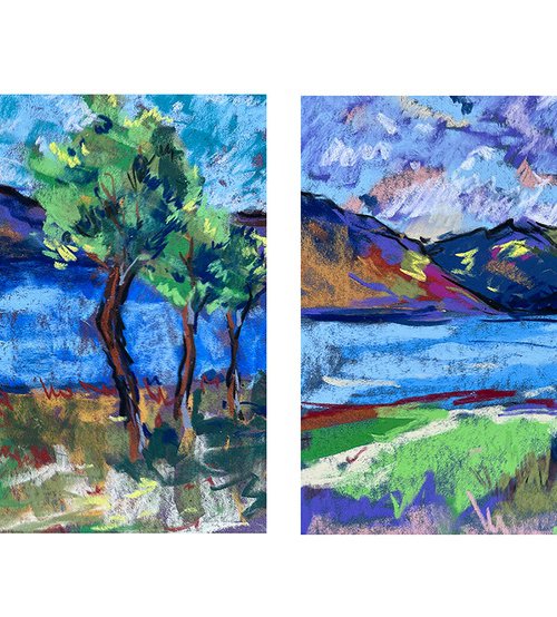 Set of 2 Vivid Landscape by Irina Anis