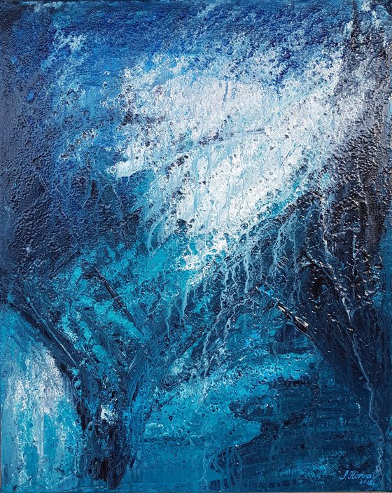 Underwater Suspense, diptych, 80x50cm, ready to hang