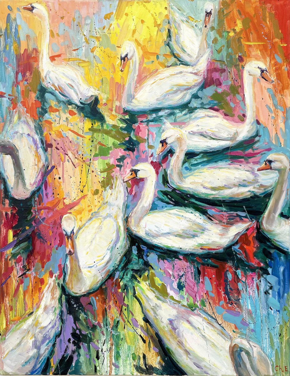 White Swans By Evgeny Chernyakovsky, 27 X 35, Artwork For Sale On Artfinder