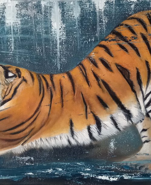 Tiger sweet stretching and yawning by Ira Whittaker