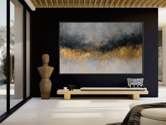 Abstract Gold Peaks in Gray Shadow