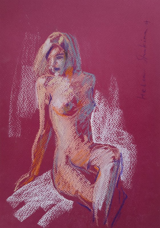 Nude on magenta