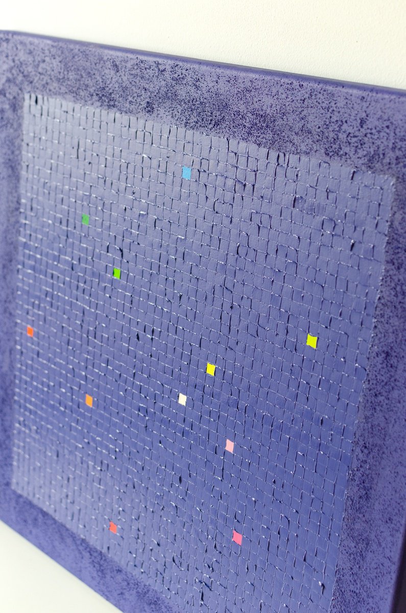 Geometric Abstract Oil Painting By Viva Hanu, 22 X 22", Party Lights, Original Artwork