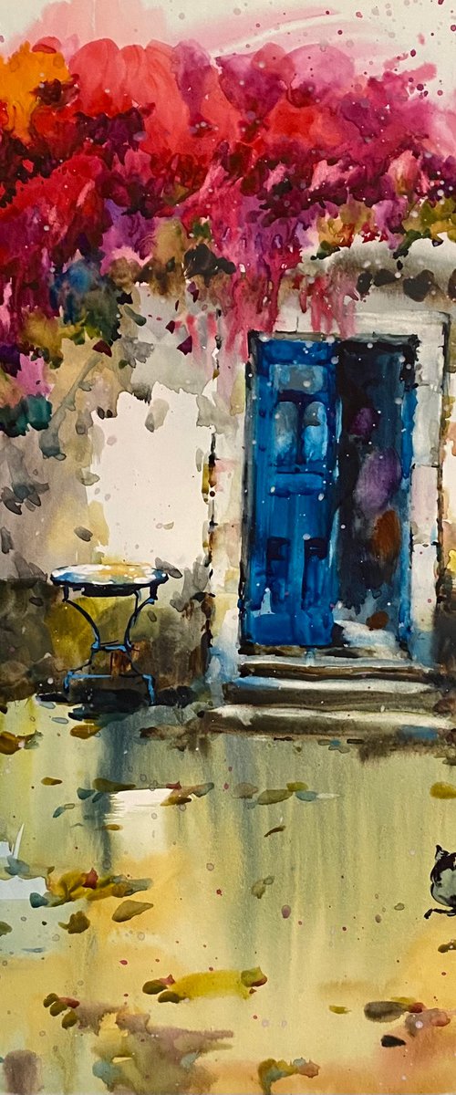 Sold Watercolor “Summer mood. Greece inspired” perfect gift by Iulia Carchelan