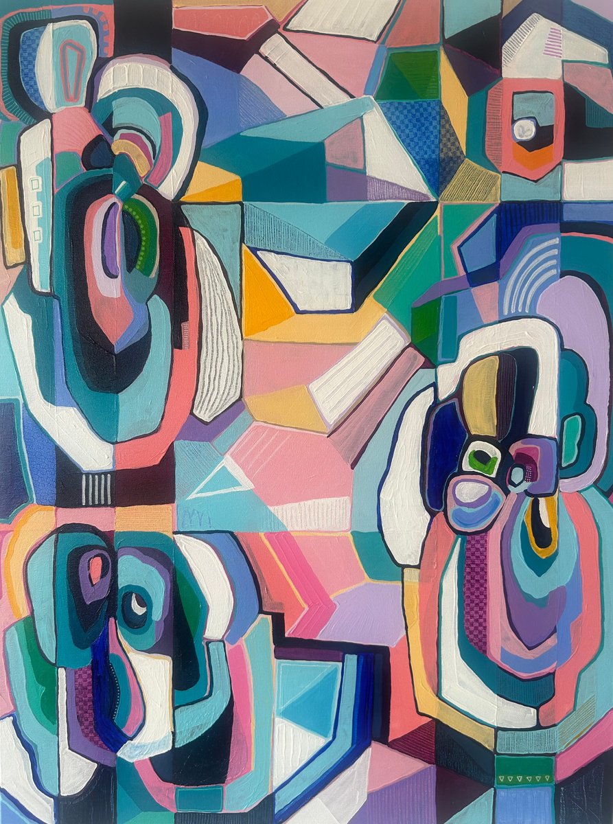 Abstract Acrylic Painting By Samantha Malone, 24 X 31", Constructs, Original Artwork