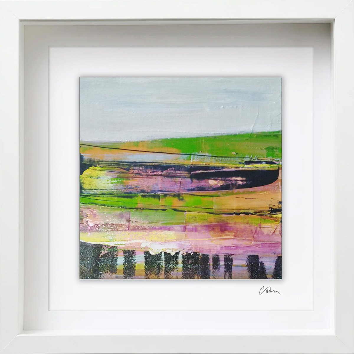 Framed ready to hang original abstract - abstract landscape #32 by Carolynne Coulson