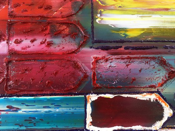 "Take It From Me" - FREE USA SHIPPING - Original Large PMS Abstract Diptych Oil Paintings On Canvas - 54" x 24"