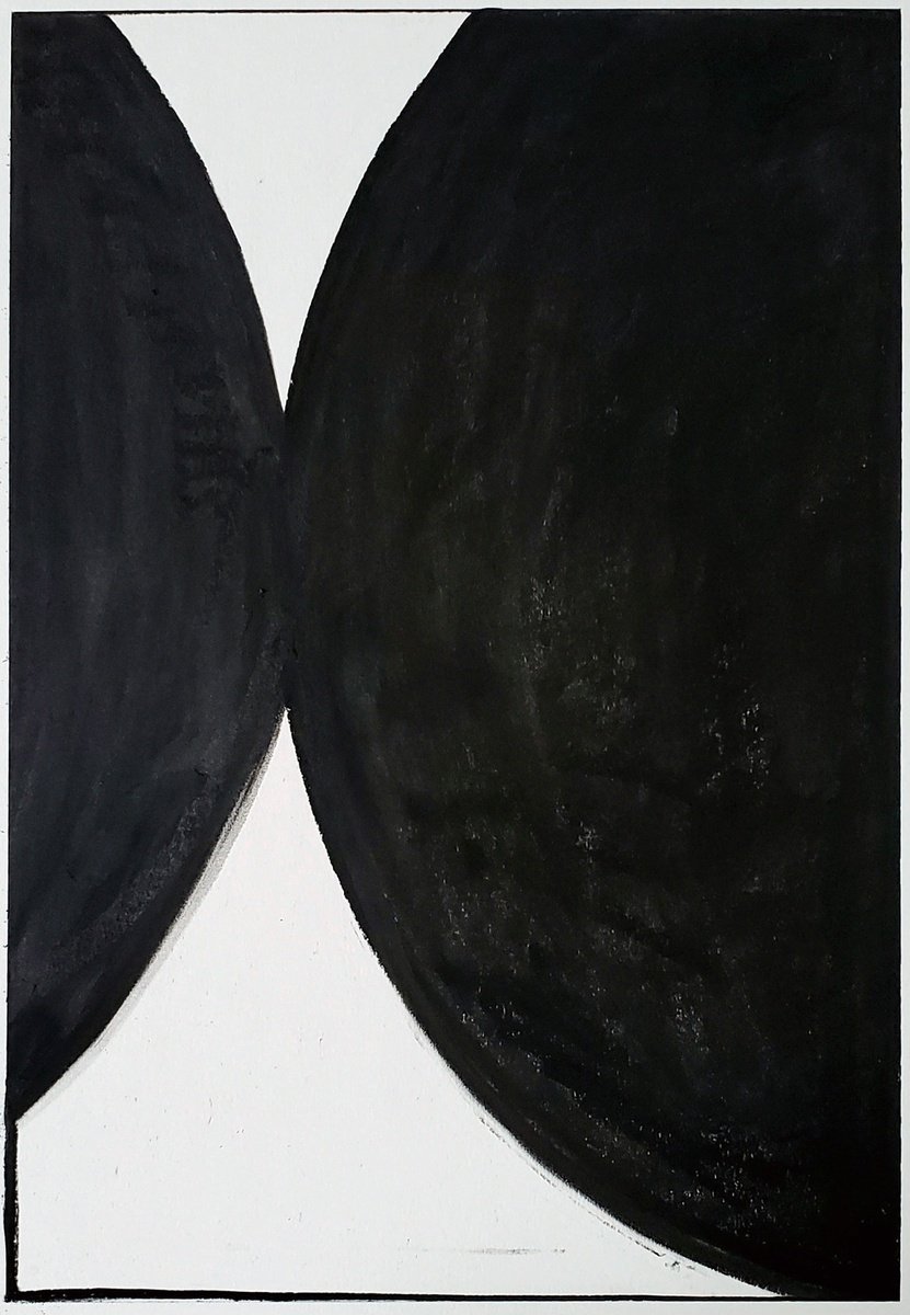 Geometric Abstract Charcoal Drawing By Shelton Walsmith, 13 X 18", Kissing The Moon, Original Artwork