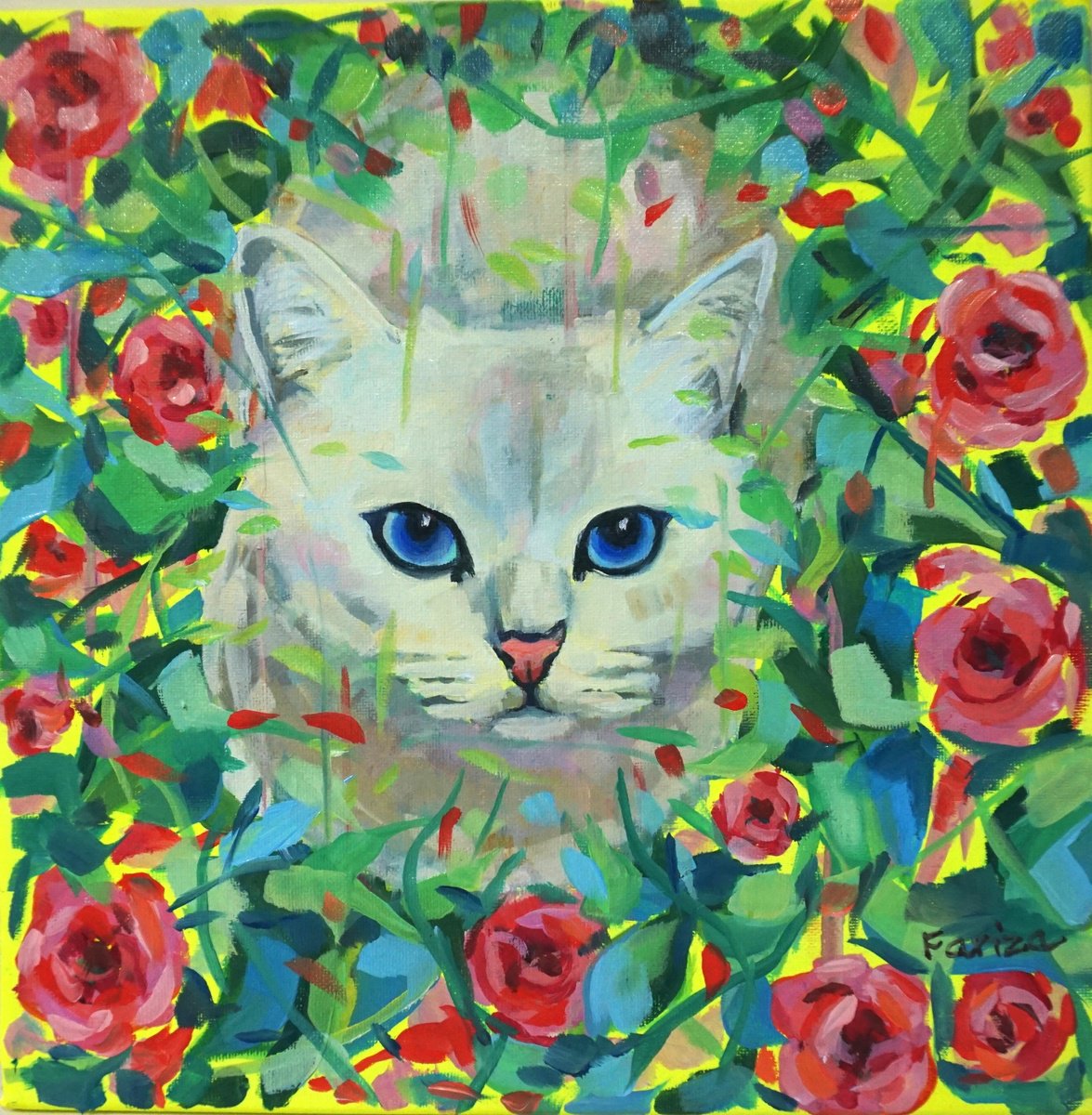 Impressionistic Animal Painting By Amaya Fernandez Fariza, 12 X 12, Blanca, Original Artwork