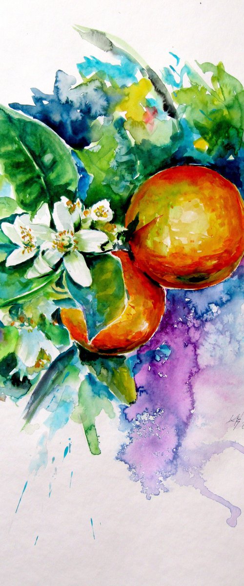 Orange flowering branch by Kovács Anna Brigitta