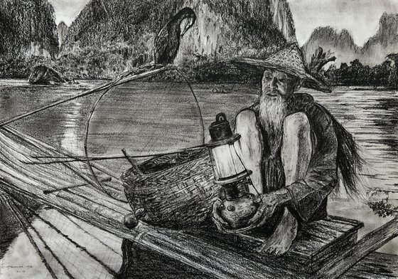 old man with his cormorant