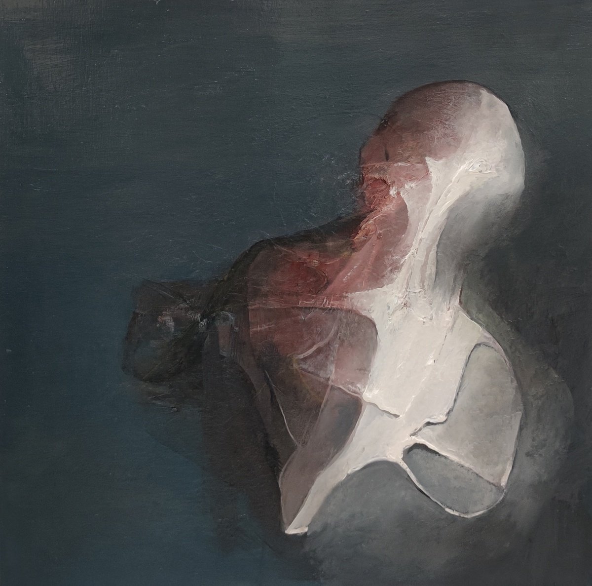 Abstract Portrait Oil Painting By Mladen Ilic, 24 X 24", Root, Original Artwork