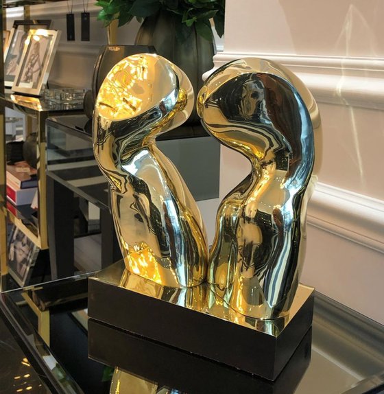 "Kiss" abstract bronze sculpture