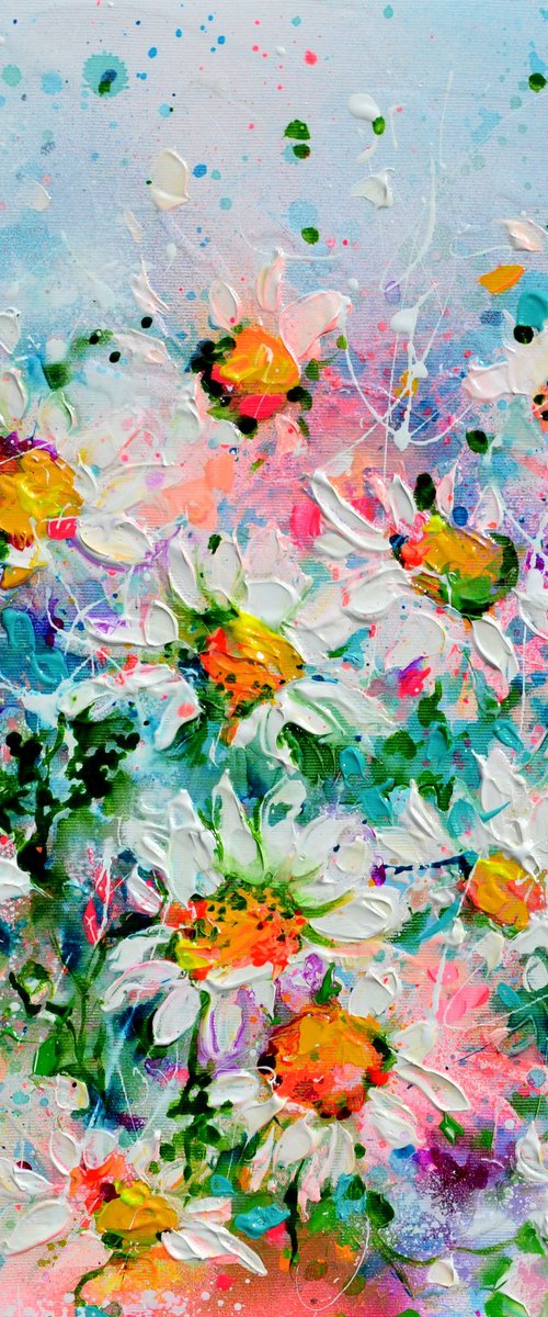 White Daisies Floral Field by Soos Roxana Gabriela