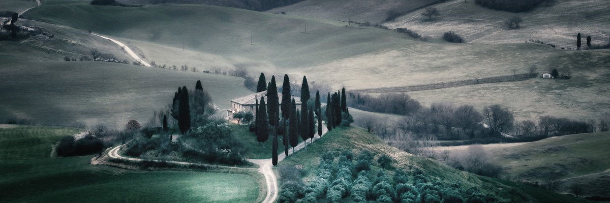 Impressionistic Photograph , A Tuscan Homestead At Dawn 2 By Karim Carella, 39 X 16, Artwork For Sale On Artfinder
