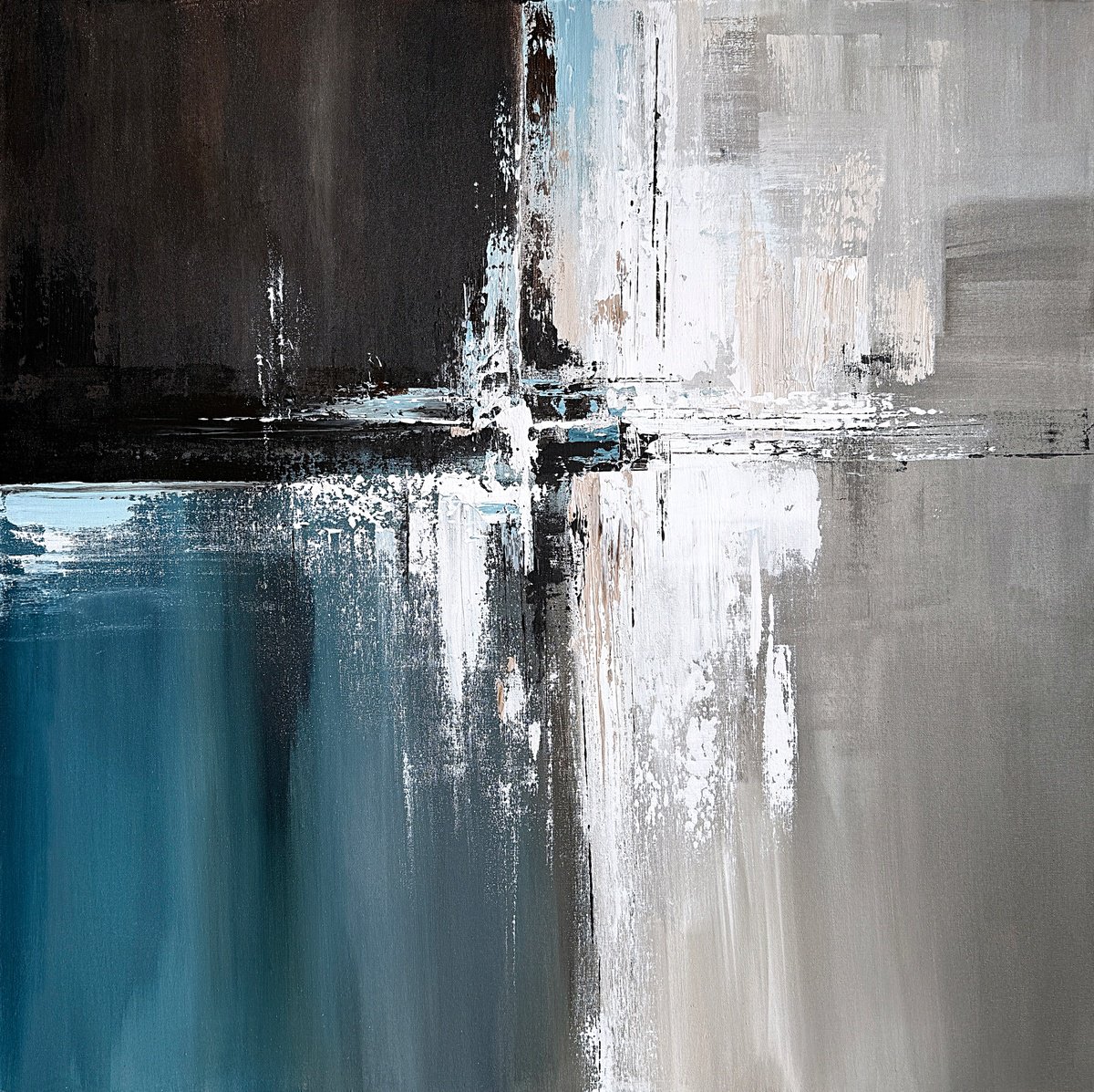 Geometric Abstract Acrylic Painting By Tatiana Malinovscaia, 33 X 33", Still Motion, Original Artwork