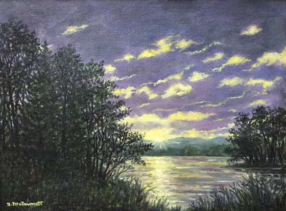 Lake Dawn by K. McDermott oil 12X16 (SOLD)