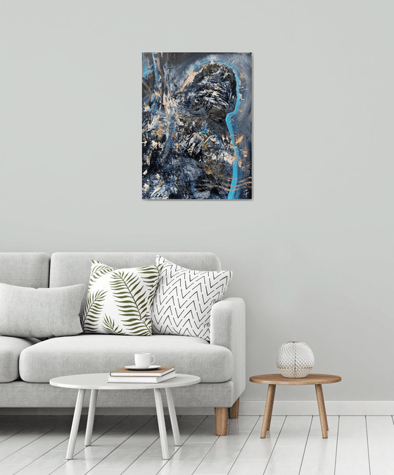 ENIGMATIC AND BIZARRE BLUE ANGEL PAINTING BY KLOSKA