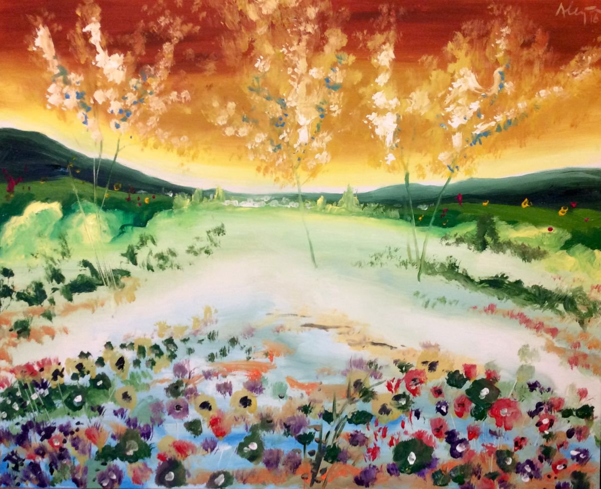  The Way To The Town By Alejos, 39 X 32, Artwork For Sale On Artfinder