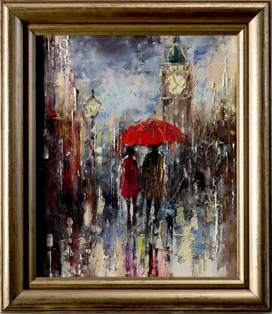 'LONDON AT NIGHT' ORIGINAL OIL PAINTING ON CANVAS READY TO HANG FRAMED FREE SHIPPING