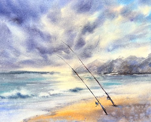 Fishing Rods in the Sea by Yana Ivannikova