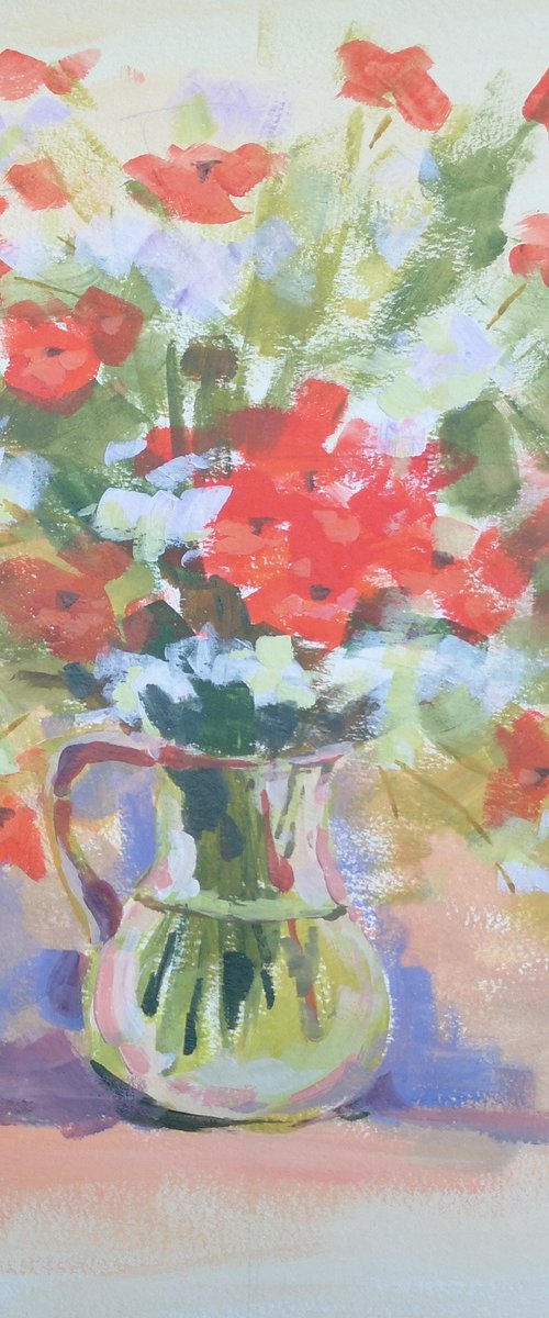 "Summer flowers 2" (acrylic on paper painting) (11x15×0.1'') by Alexander Koltakov