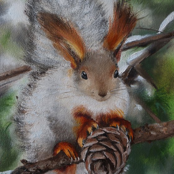 Squirrel with Pinecone