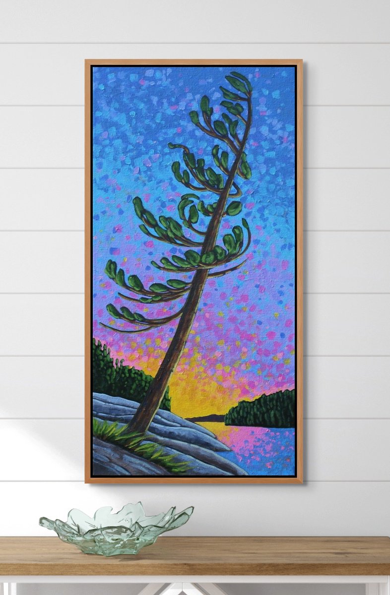 Impressionistic Landscape Acrylic Painting By Sage Mountain Studio, 18 X 36", Long Tall Sally, Original Artwork