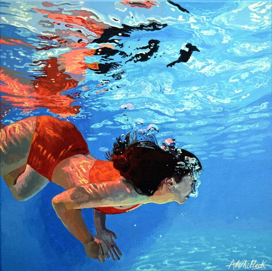 Underneath XLVIIII - Miniature swimming painting