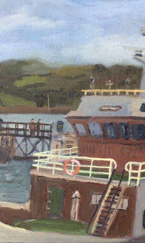 Boat in harbour, Penzance. An original oil painting. by Julian Lovegrove Art