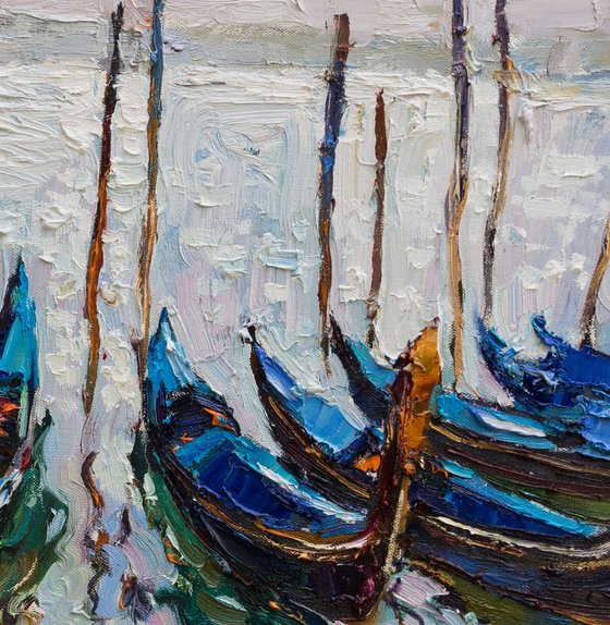 Venice Gondolas at Sunrise Original oil painting